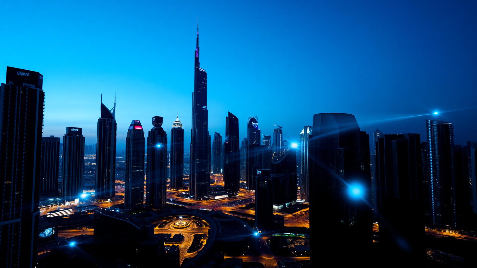 Dubai skyline at blue hour